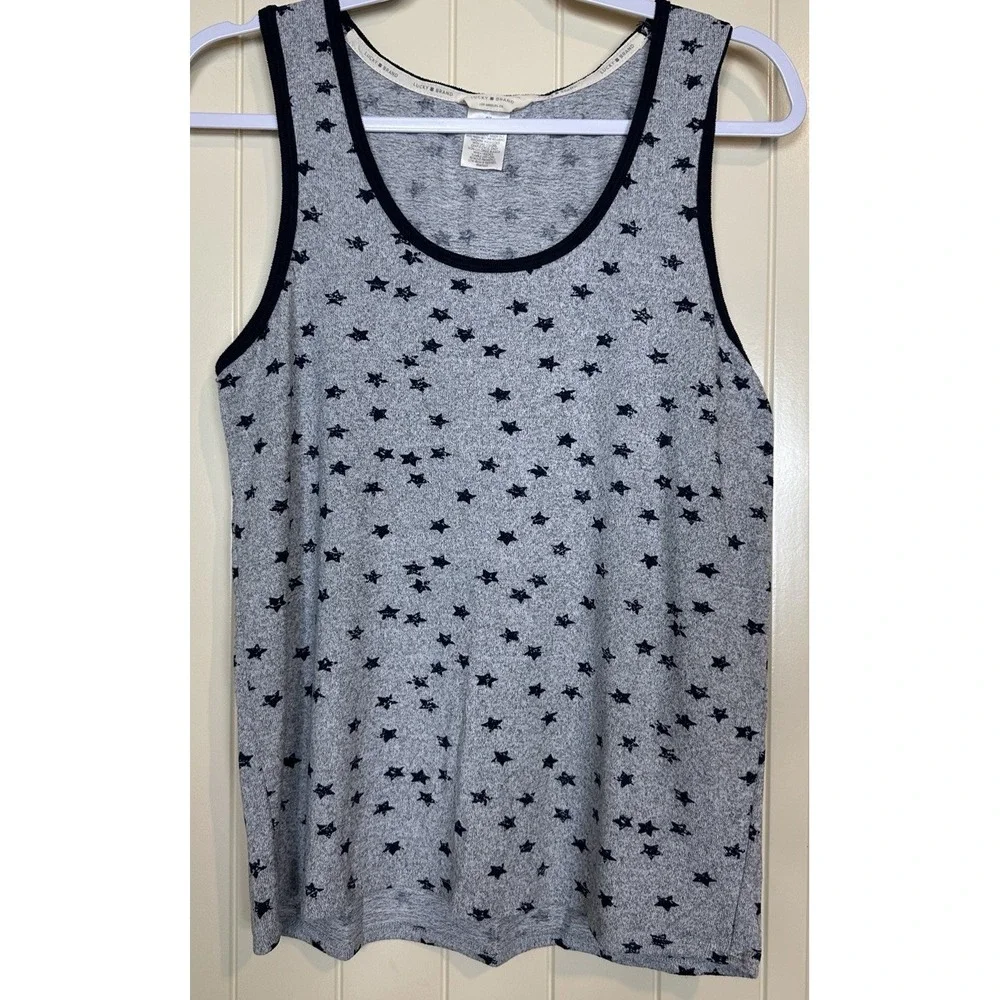Lucky Brand Tank Top Women's M Star Printed Sleeveless‎ Pajama Top Round Neck
